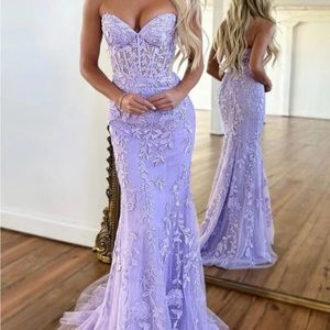 TopTby Purple Mermaid Lace Long Prom/Formal evening Dress - size US 10